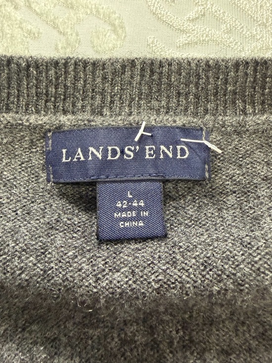 Lands End 100% Cashmere Vneck Sweater Grey Size Large - Picture 4 of 8